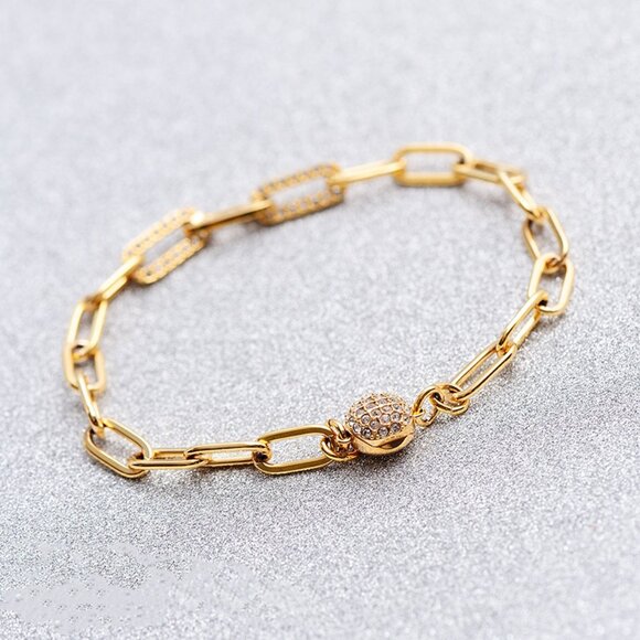 Swarovski yellow gold interlocking bracelet - Picture 4 of 5